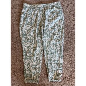 Old Navy Floral High Rise Straight Taper Linen Blend Pants Womens Large Petite